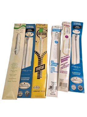 Vintage Zippers White Metal NOS Talon Serval Conmar Coats Invisible Sewing USA